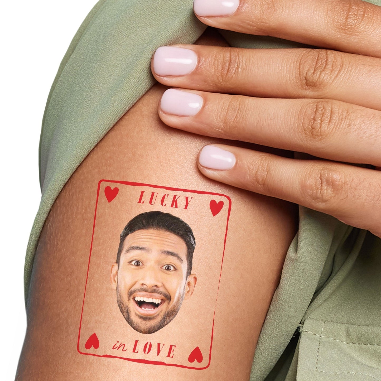 Custom Face Lucky In Love Temporary Tattoos - 12 Ct