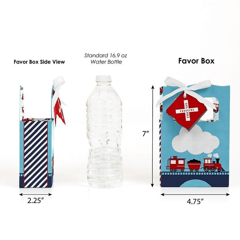 Railroad Party Crossing - Steam Train Birthday Party or Baby Shower Favor Boxes - Set of 12