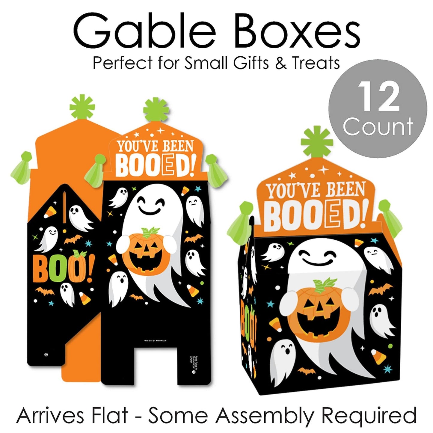 You've Been Booed - Treat Box Party Favors - Ghost Halloween Party Goodie Gable Boxes - Set of 12