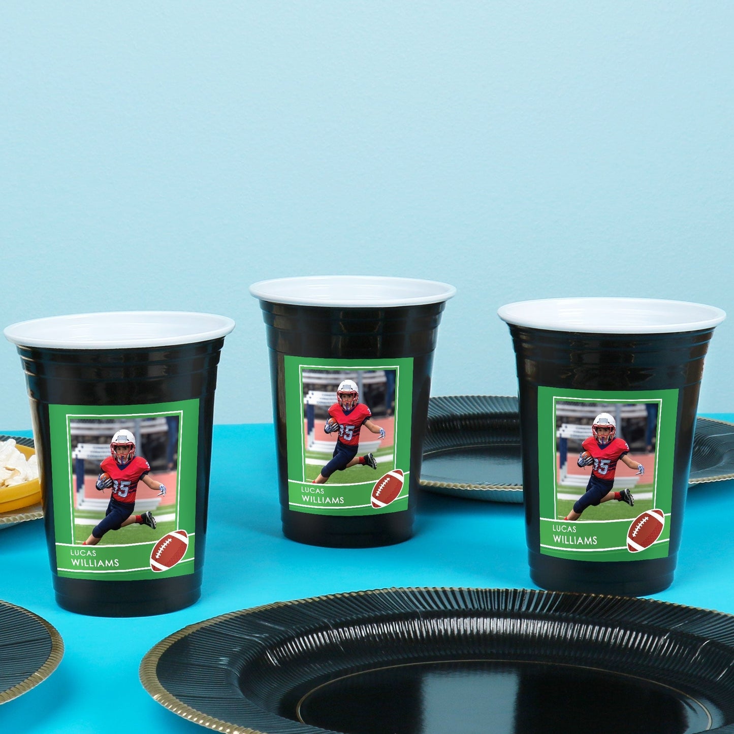 Custom Photo Party Cups - Football - 16 Ct