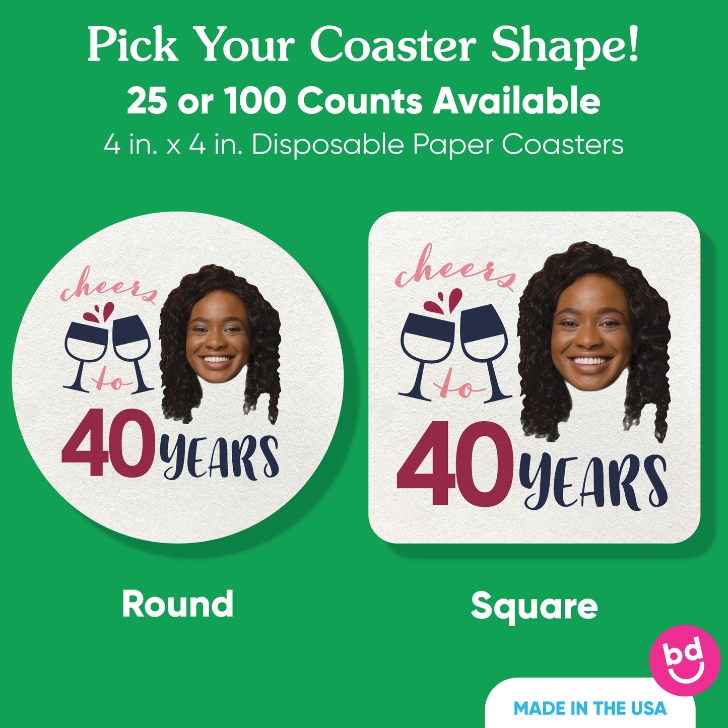 Custom Face Coasters - Wine