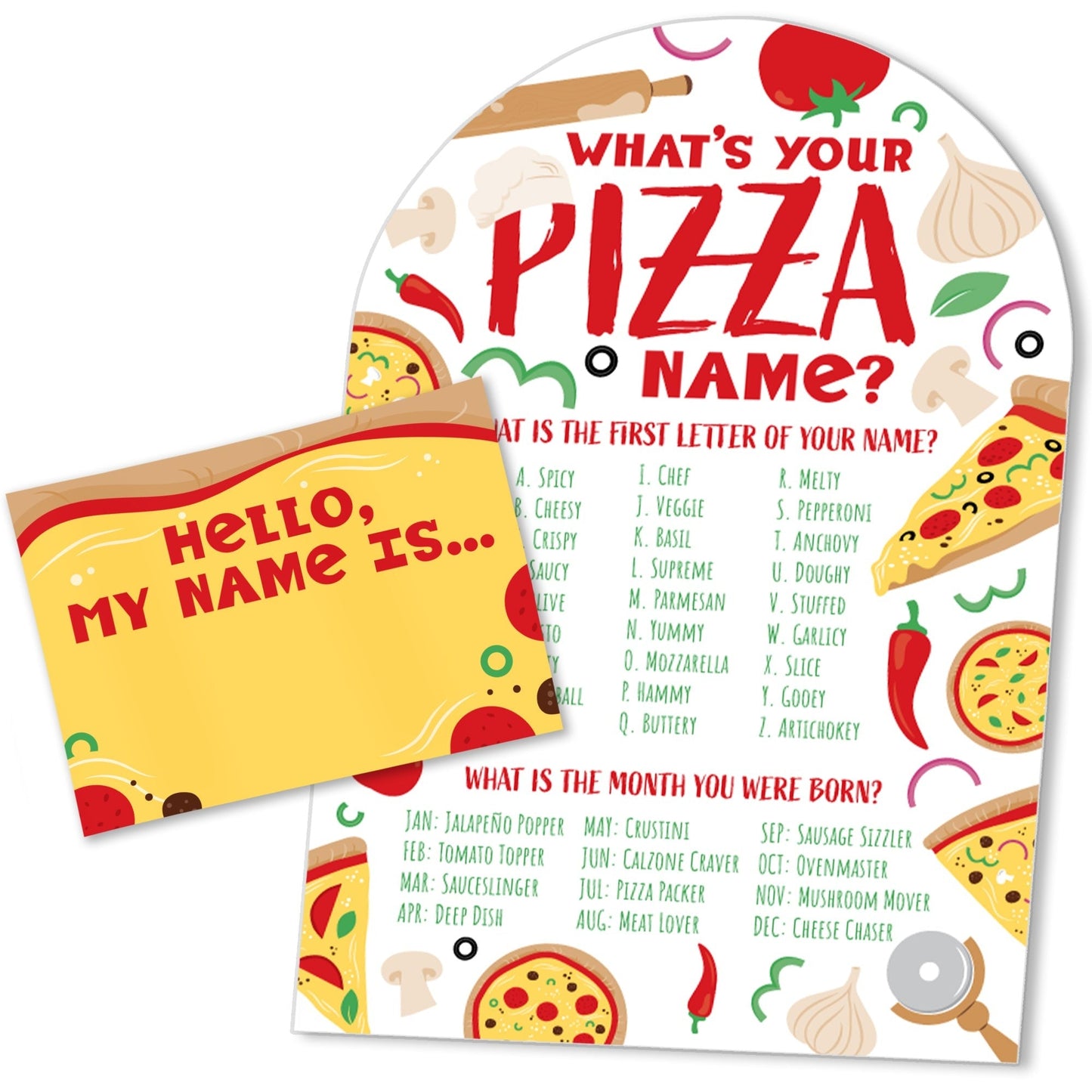 Pizza What's Your Name Party Game