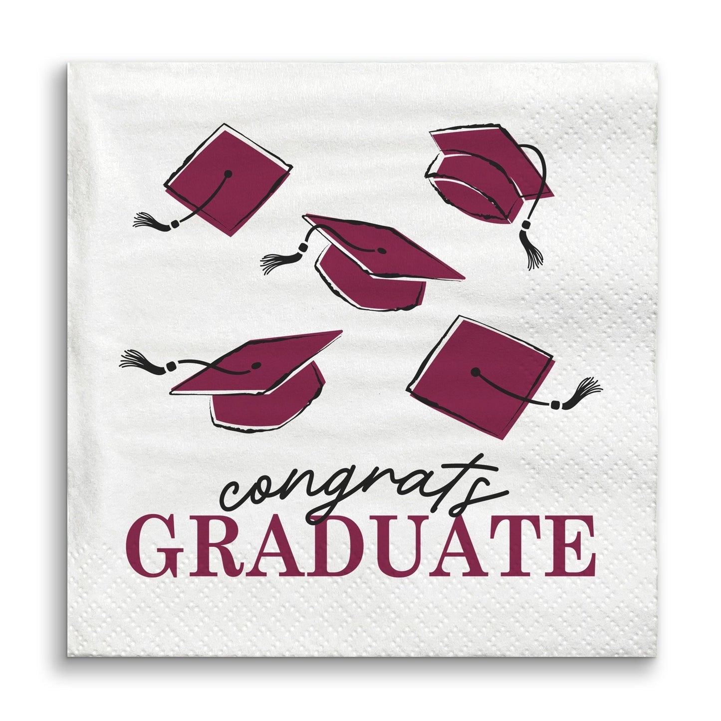 Napkins - Maroon Graduation - 24 Ct