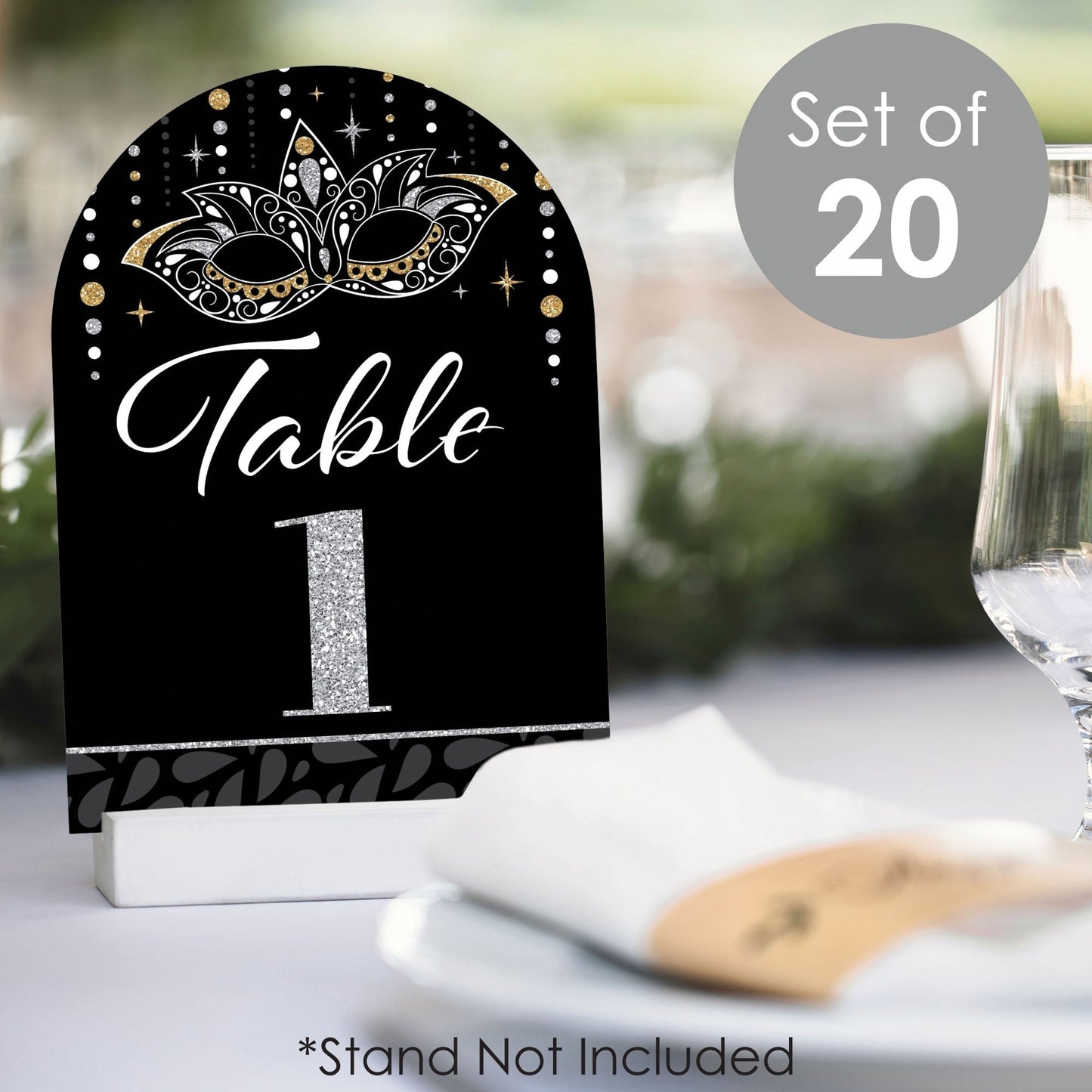 Masquerade - Venetian Mask Party Double-Sided 5 x 7 inches Cards - Table Numbers - 1-20