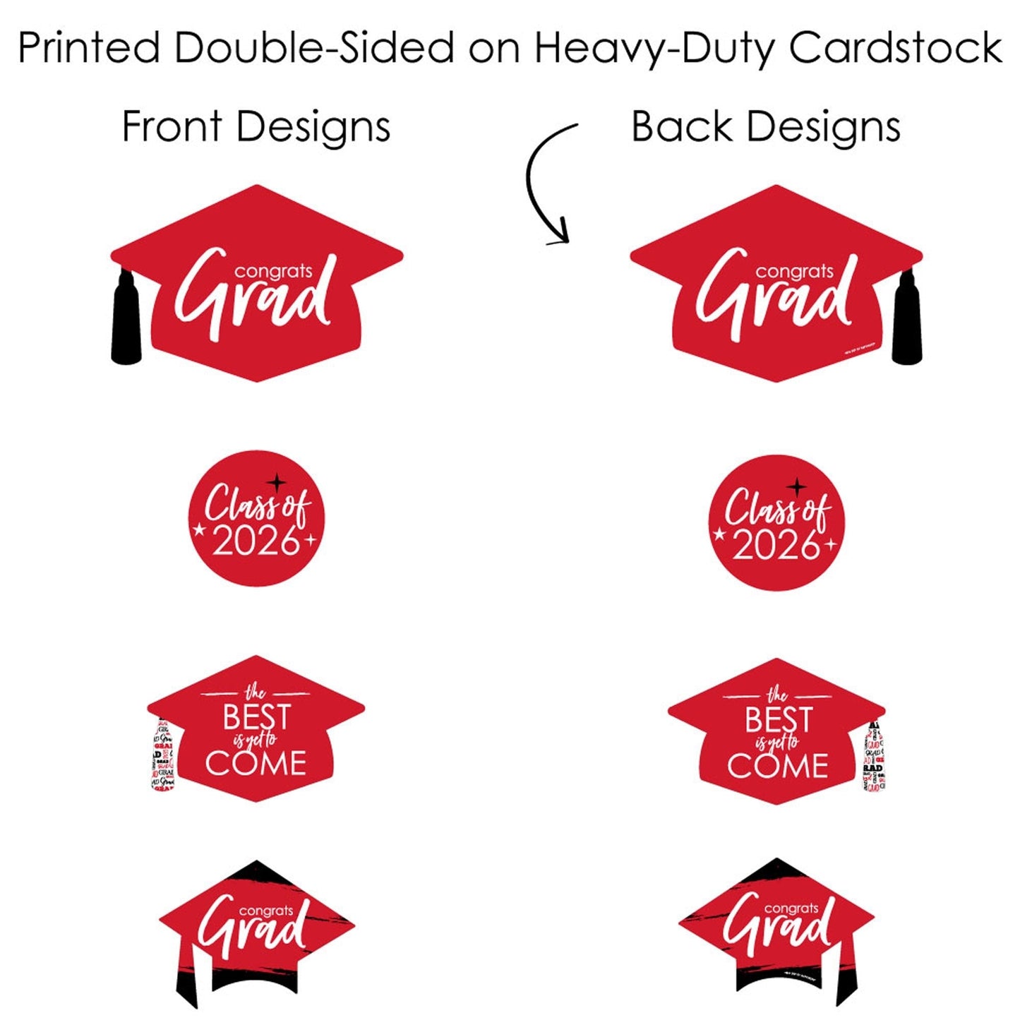 Red Grad - Best is Yet to Come - 2026 Red Graduation Party Centerpiece Sticks - Showstopper Table Toppers - 35 Pieces