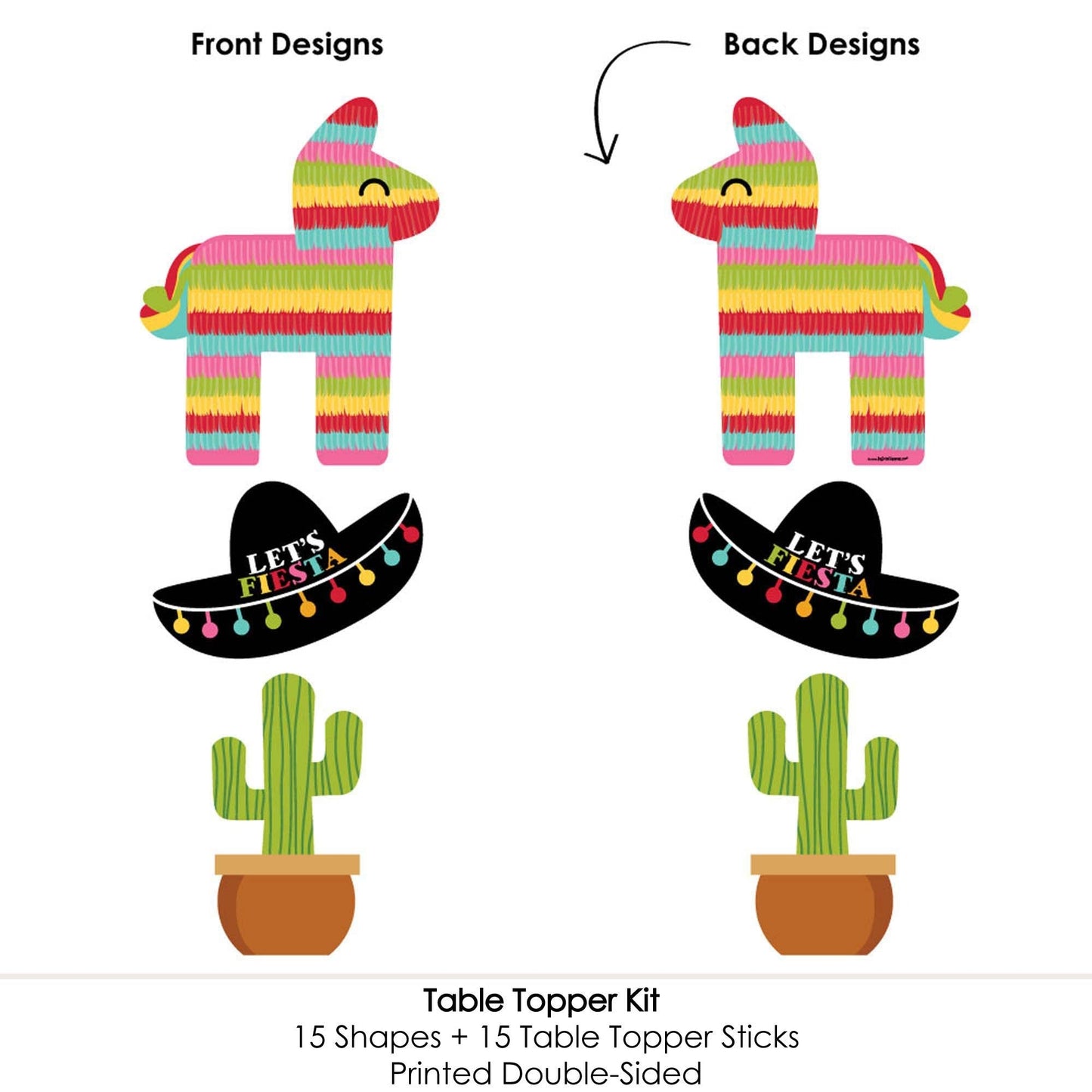 Let's Fiesta - Mexican Fiesta Party Centerpiece Sticks - Table Toppers - Set of 15