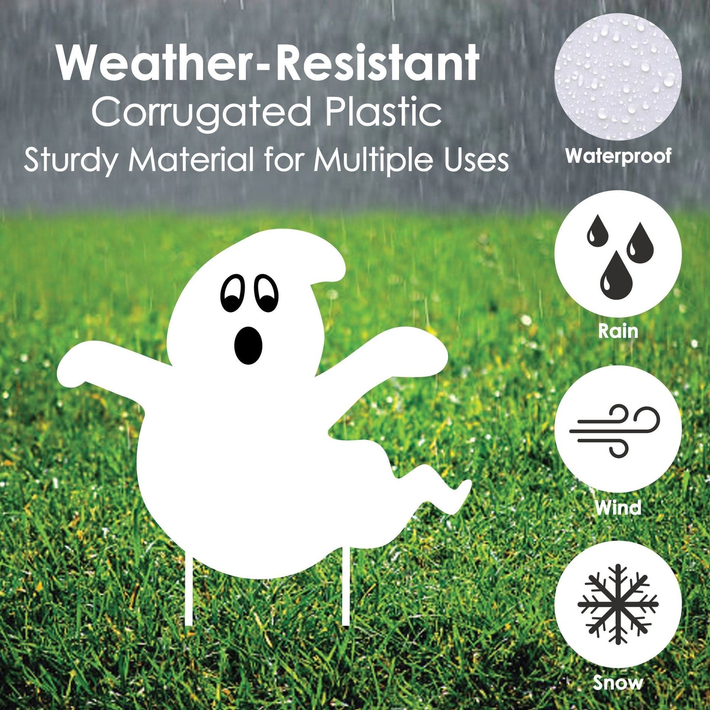 Spooky Ghost - Ghost Shape Lawn Decorations - Outdoor Halloween Yard Decorations - 10 Piece