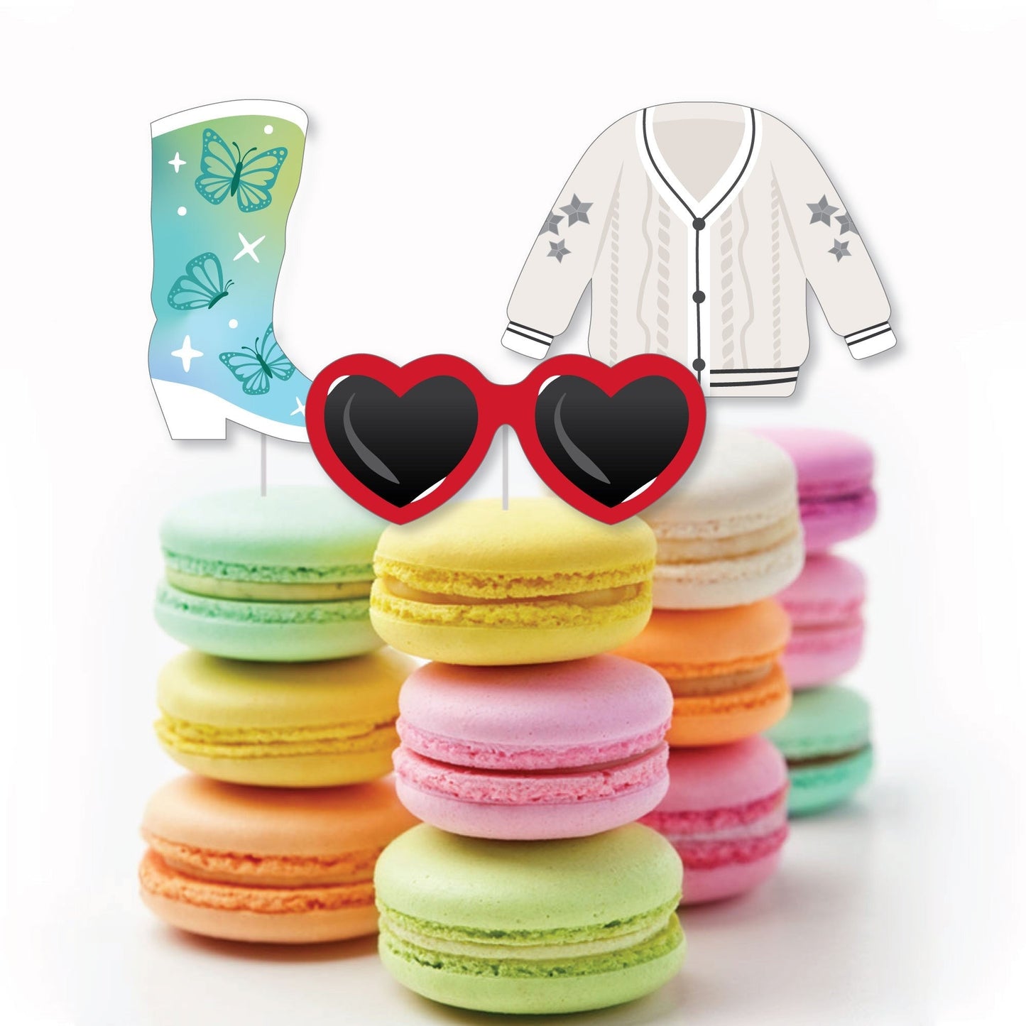 In My Party Era - Dessert Cupcake Toppers - Celebrity Concert Party Clear Treat Picks - Set of 24