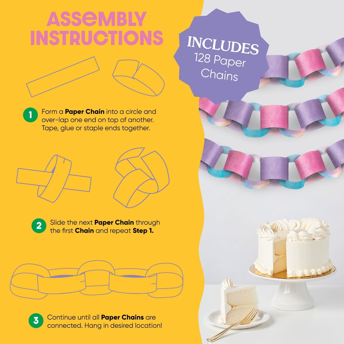Unicorn DIY Paper Chains - 128 Pc