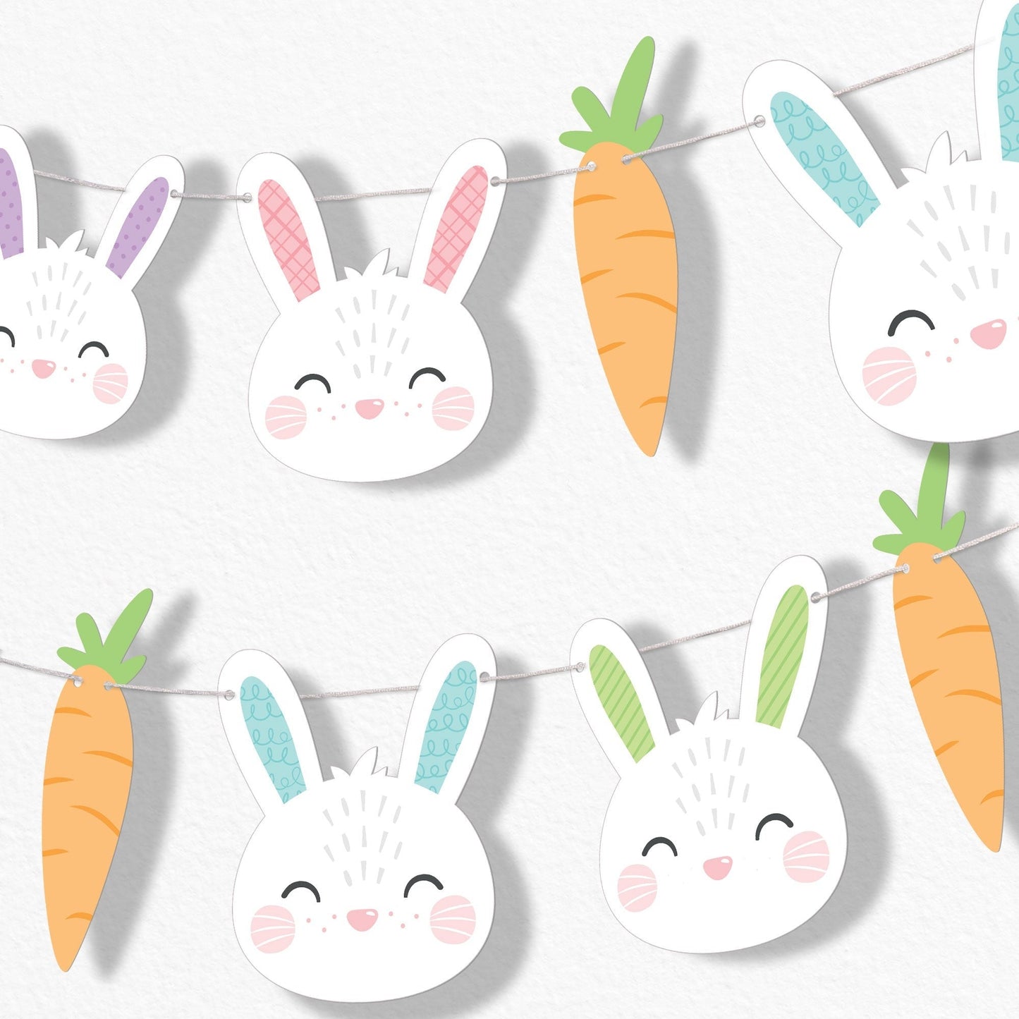 Bunnies and Carrots Garland Banner - 15 Pc