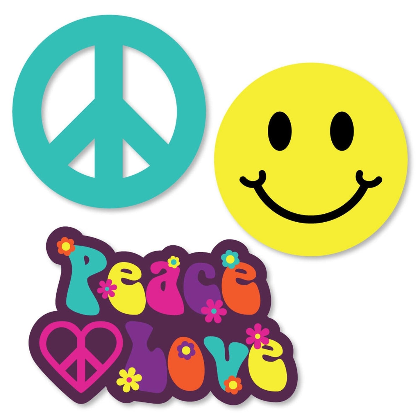 60's Hippie - DIY Shaped 1960s Groovy Party Cut-Outs - 24 ct