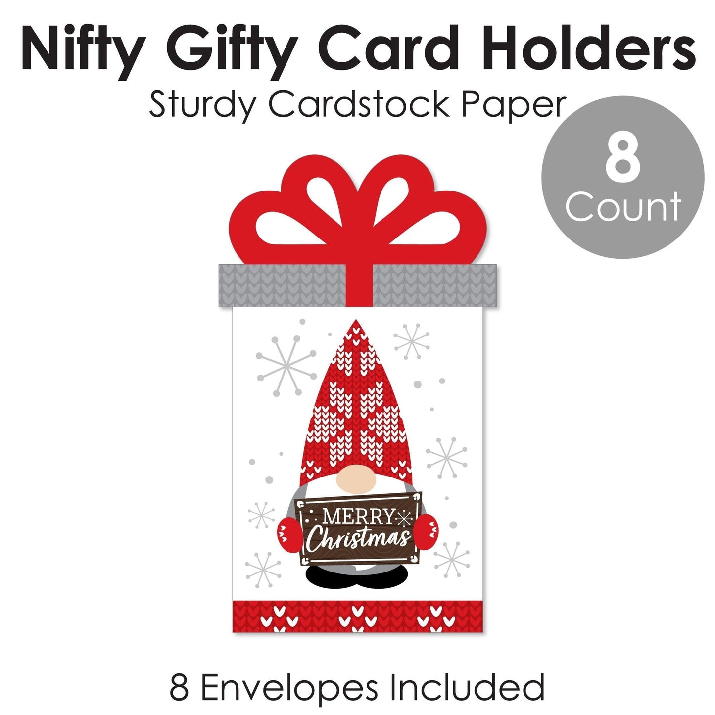 Christmas Gnomes - Holiday Party Money and Gift Card Sleeves - Nifty Gifty Card Holders - Set of 8
