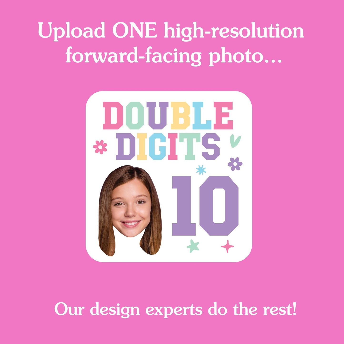 Custom Face Tattoo - Preppy 10th Birthday Girl - 12 Ct