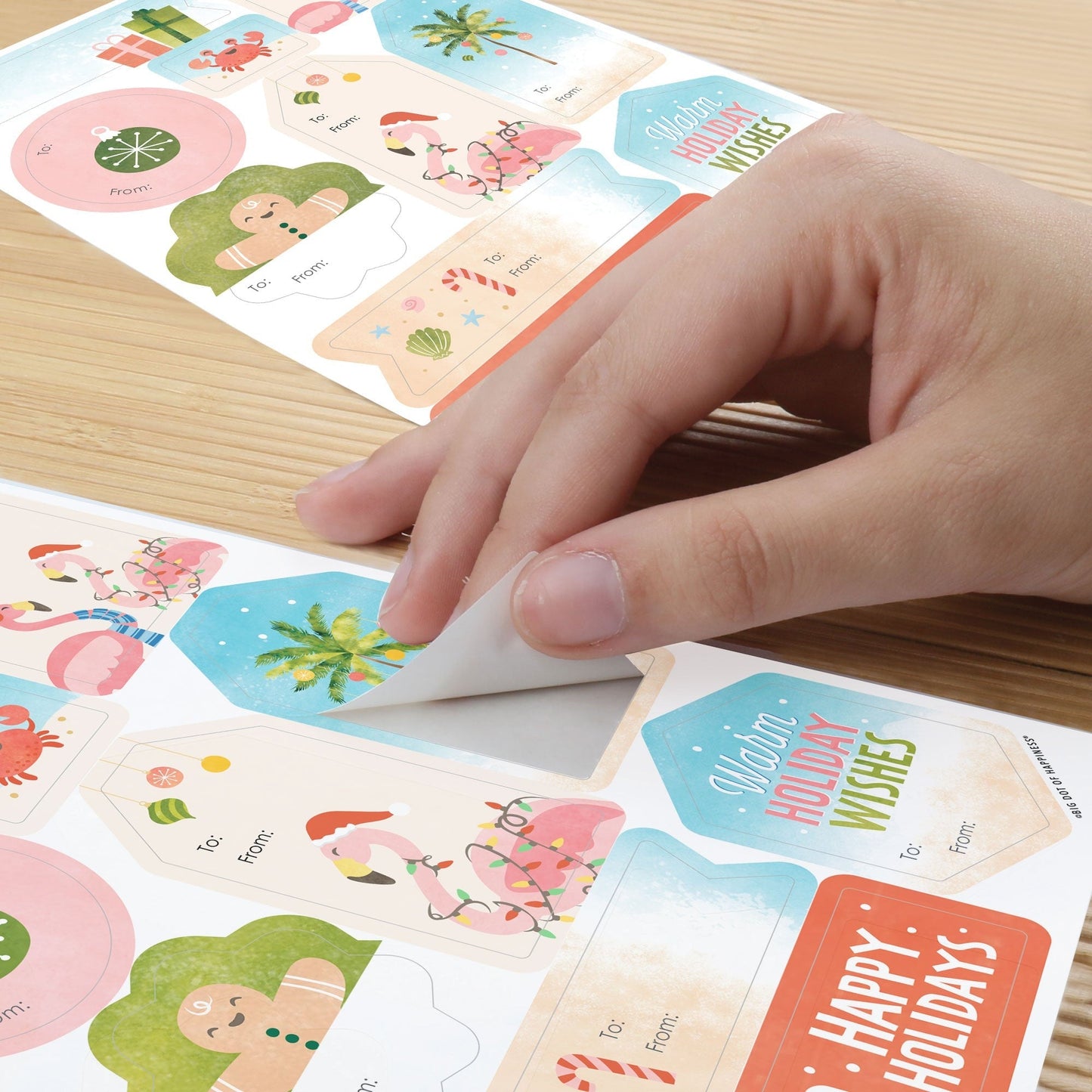 Beach Christmas To and From Stickers - 12 Sheets