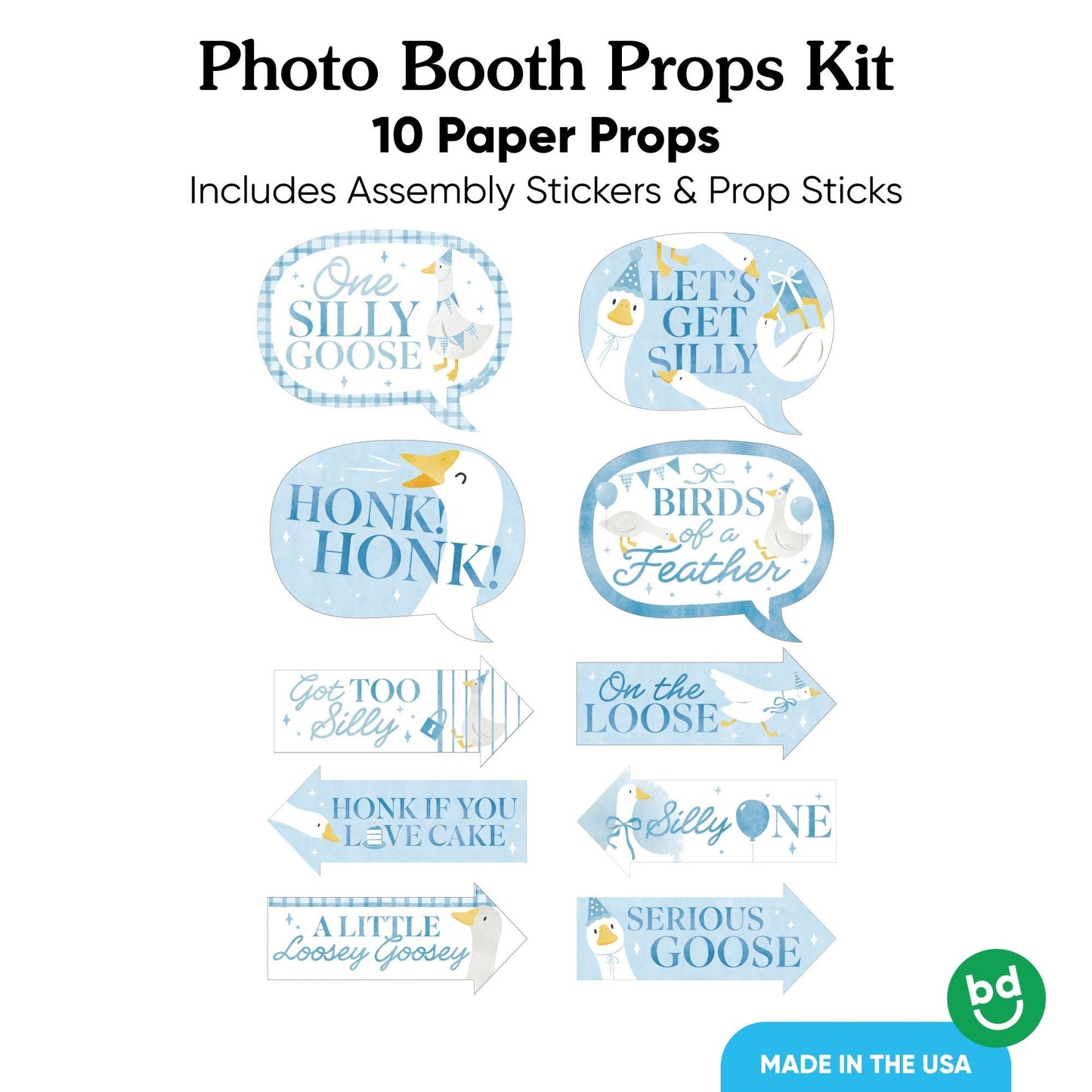 One Silly Goose Blue Funny Photo Props - 10 Ct