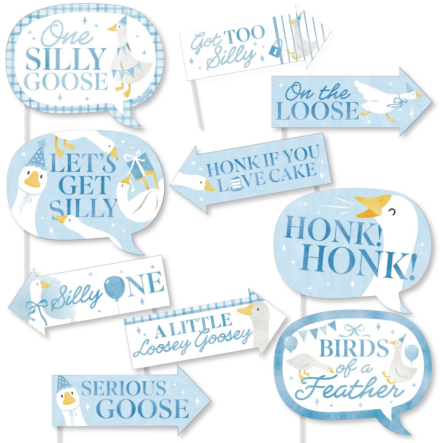 One Silly Goose Blue Funny Photo Props - 10 Ct