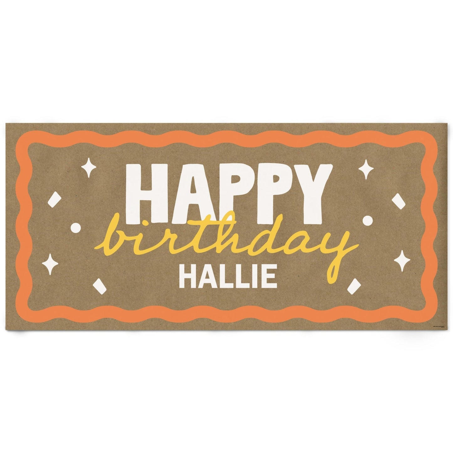 Custom Text Wavy Birthday Kraft Banner