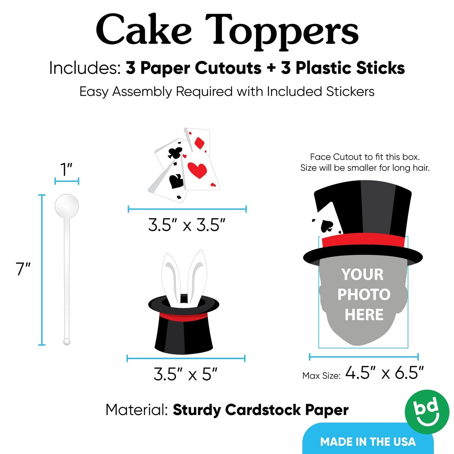 Custom Photo Magic Show Cake Topper - 3 Pc