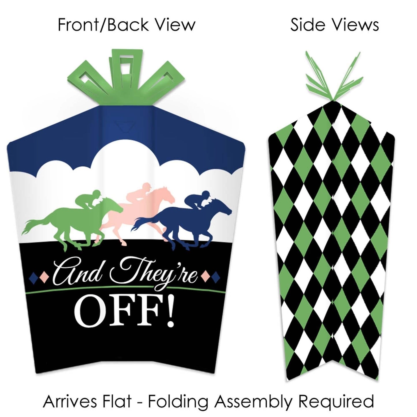 Kentucky Horse Derby - Table Decorations - Horse Race Party Fold and Flare Centerpieces - 10 Count