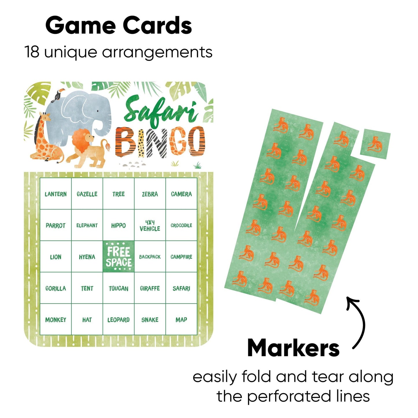 Safari Animals Bingo Game - 18 Ct