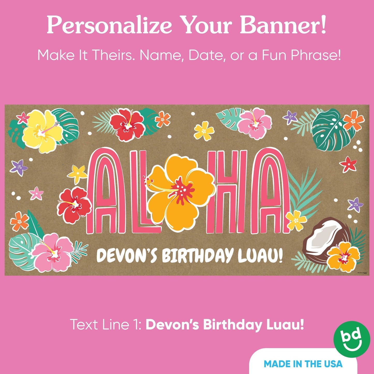Custom Text Hawaiian Luau Aloha Kraft Banner