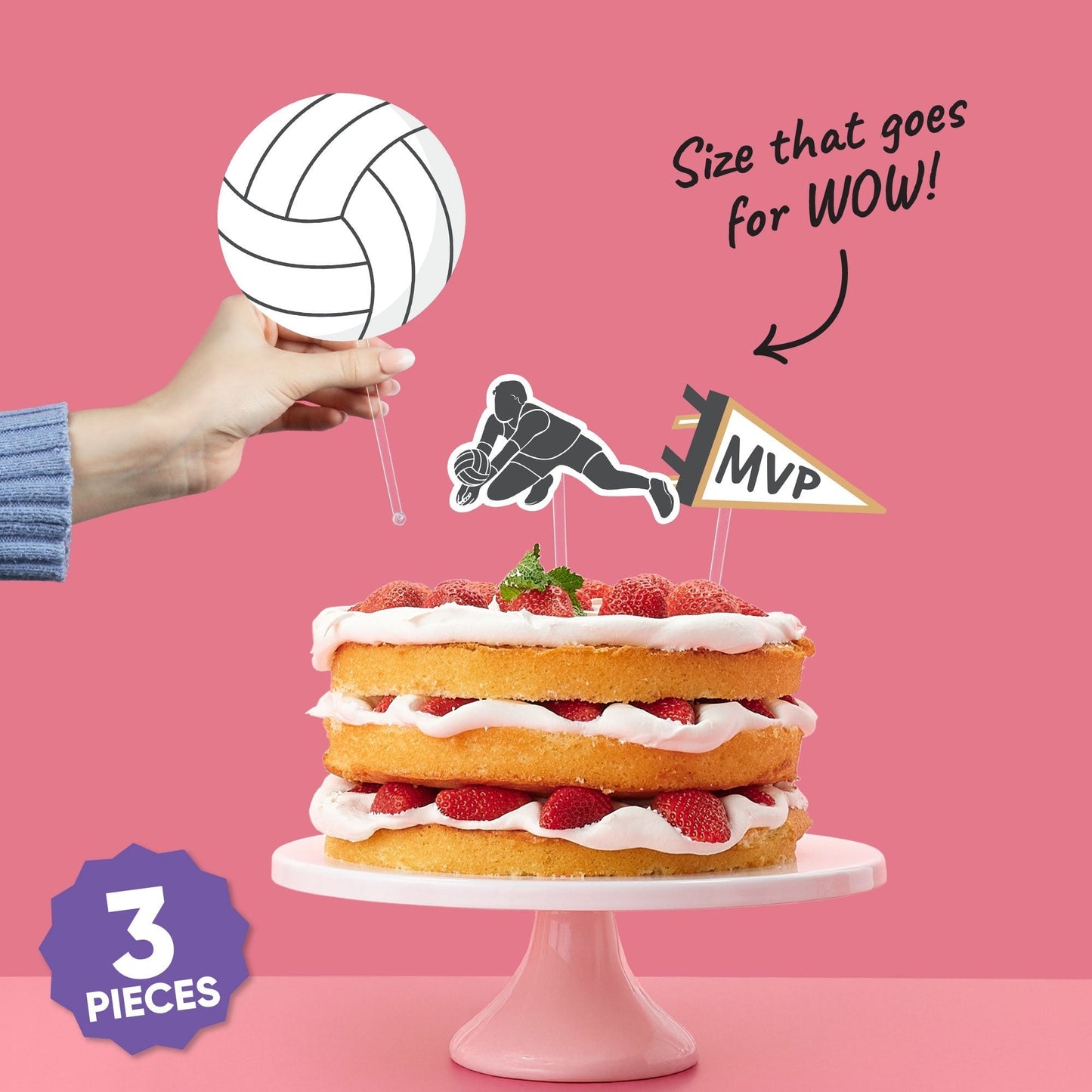 Volleyball Cake Topper - 3 Pc