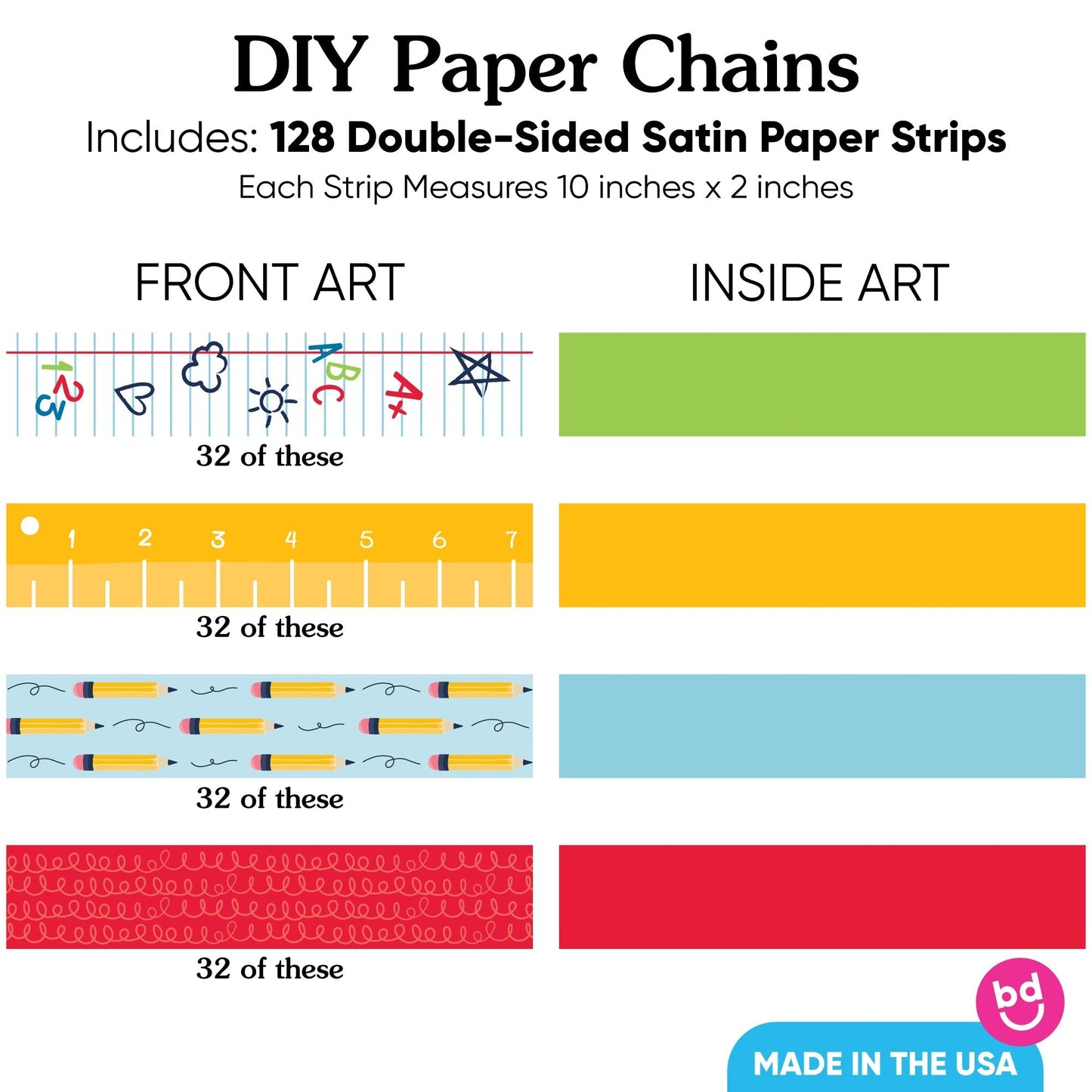 Back To School DIY Paper Chains - 128 Pc