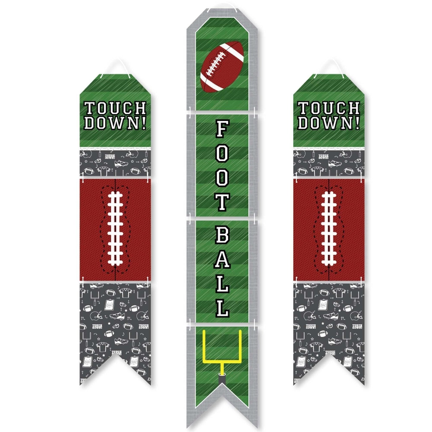 End Zone - Football - Hanging Vertical Paper Door Banners - Baby Shower or Birthday Party Wall Decoration Kit - Indoor Door Decor