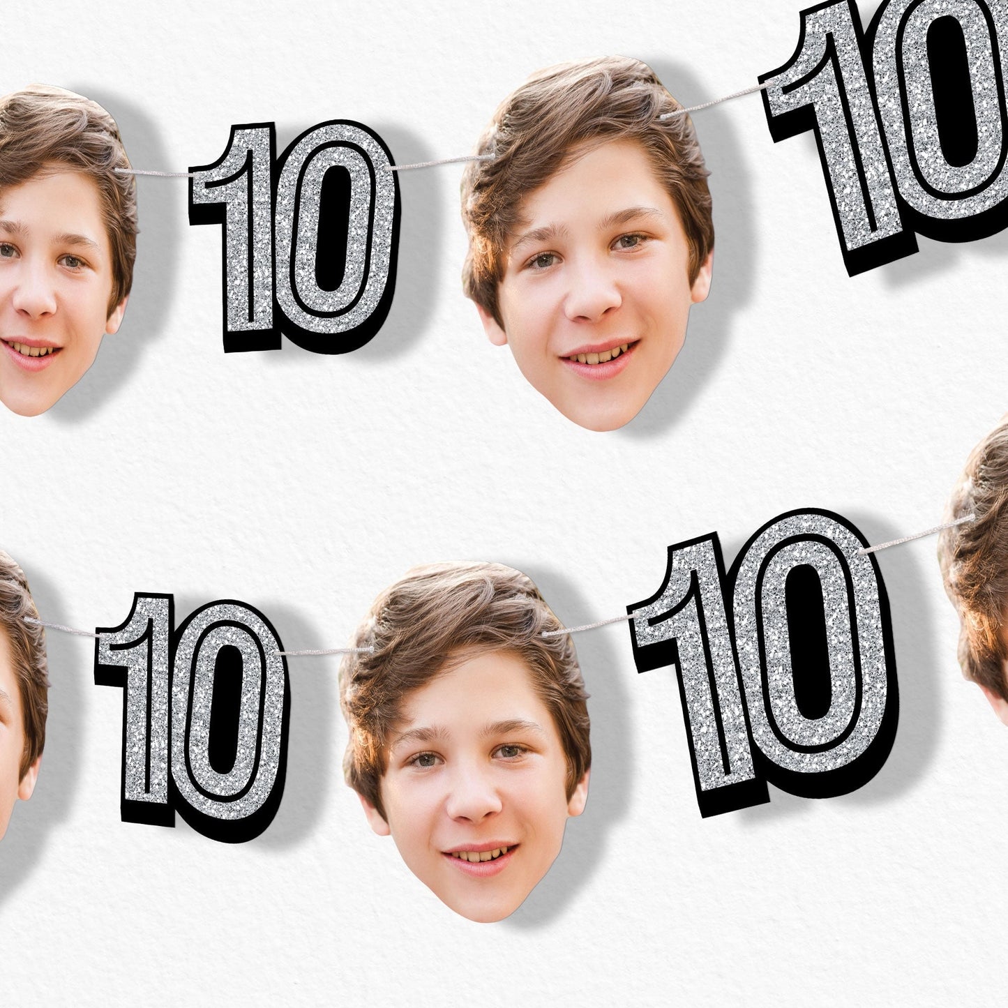 Custom Face 10th Birthday Garland Banner