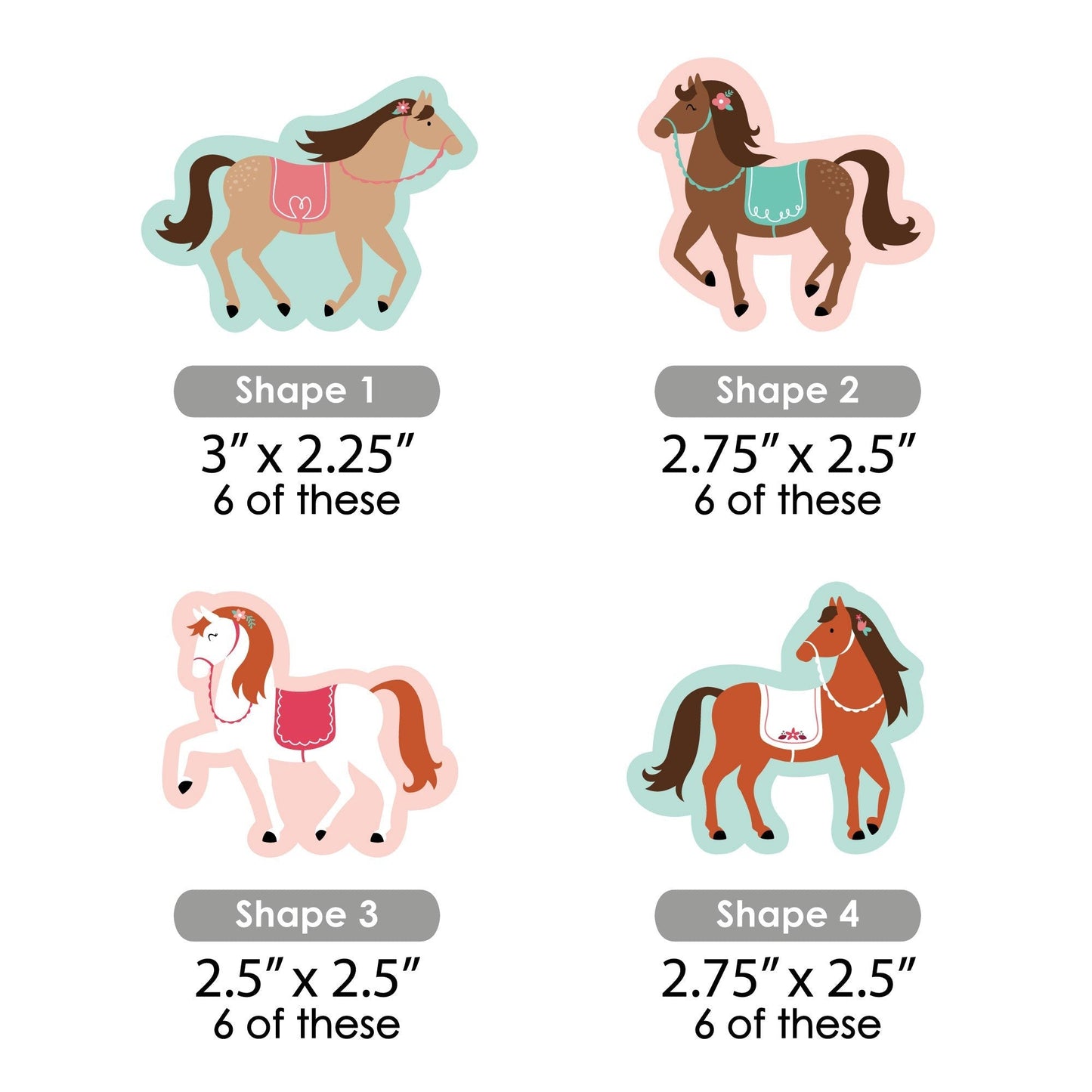 Run Wild Horses - Paper Straw Decor - Pony Birthday Party Striped Decorative Straws - Set of 24