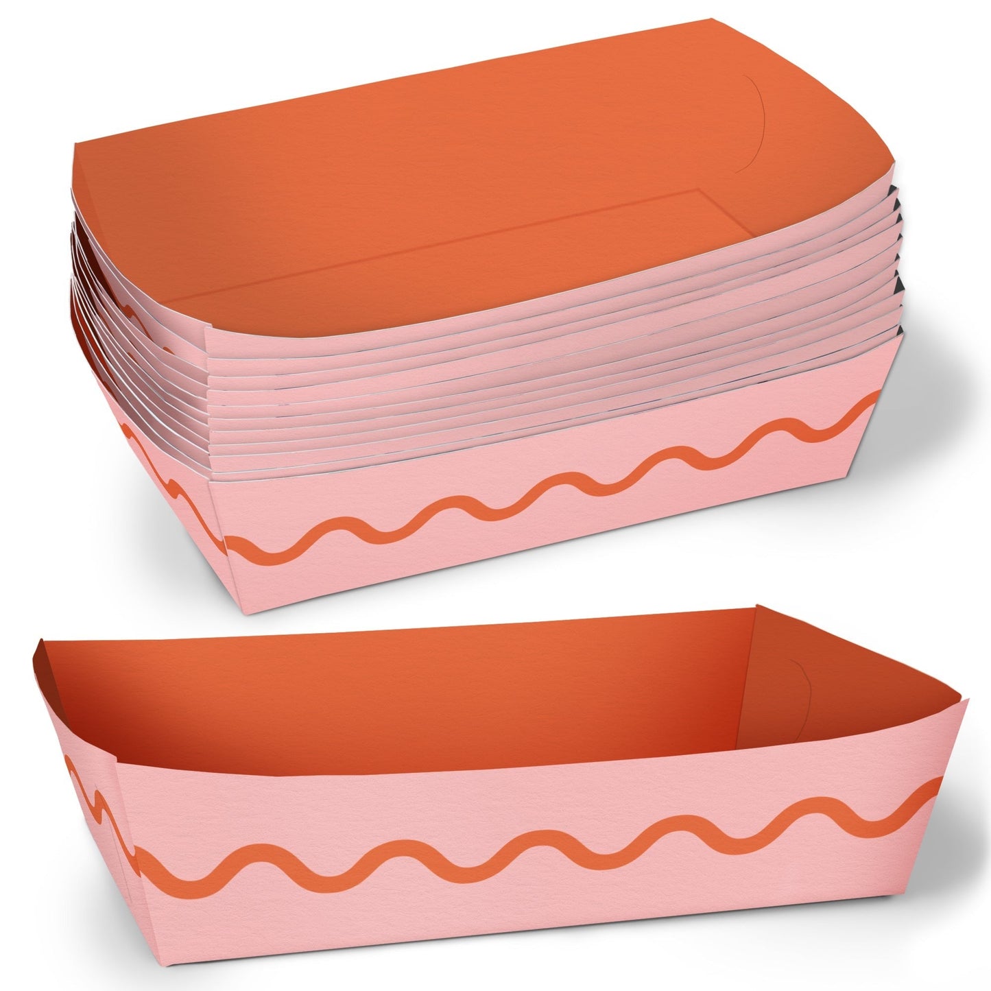 Wavy Party Paper Food Trays - 12 Ct