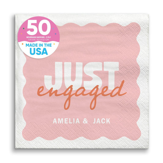 Custom Text Napkins - Wavy Just Engaged