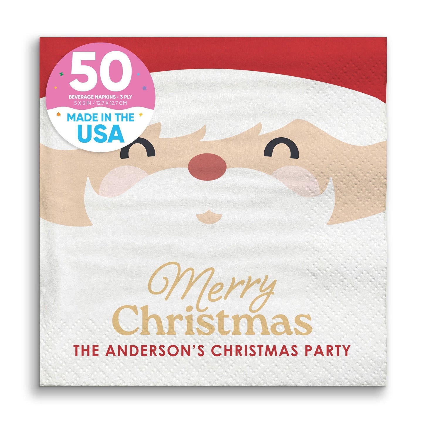 Custom Text Napkins - Jolly Santa