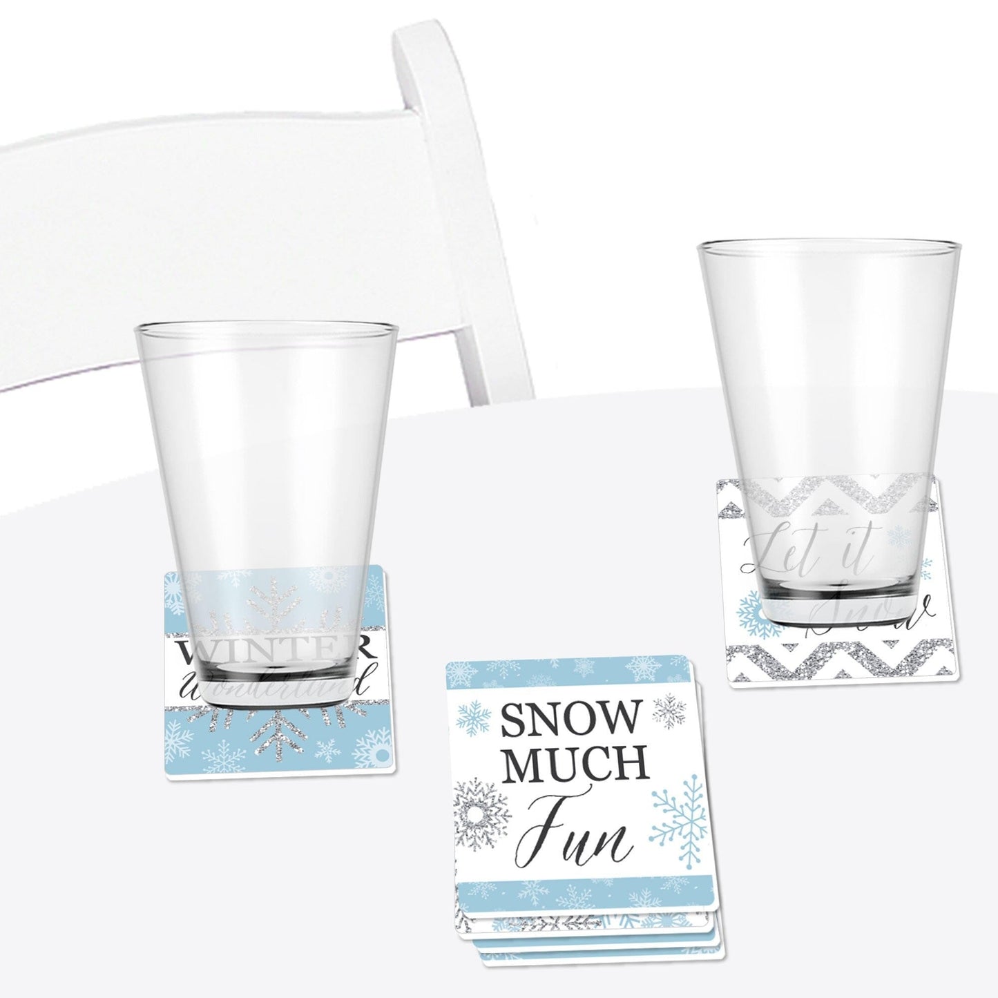 Winter Wonderland - Snowflake Holiday Party and Winter Wedding Decorations - Drink Coasters - Set of 6