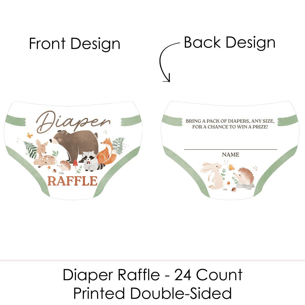 Woodland Animals Diaper Raffle Game - 24 Ct