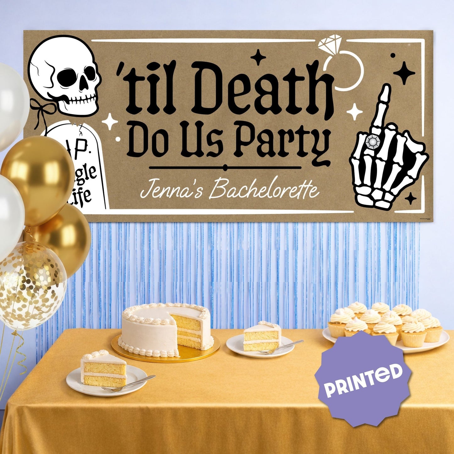 Custom Text Til Death Do Us Party Kraft Banner
