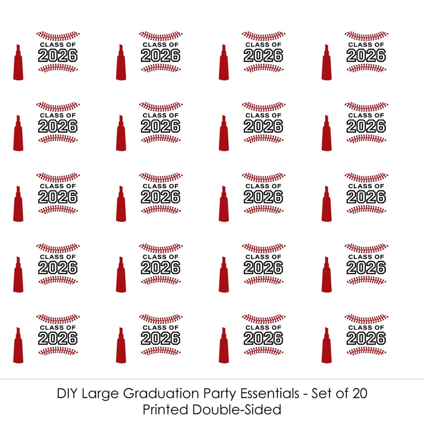 Grad Baseball - Grad Cap Decorations DIY 2026 Graduation Party Large Party Essentials - Set of 20