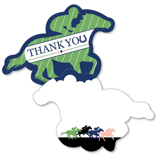 Kentucky Horse Derby - Shaped Thank You Cards - Horse Race Party Thank You Note Cards with Envelopes - Set of 12
