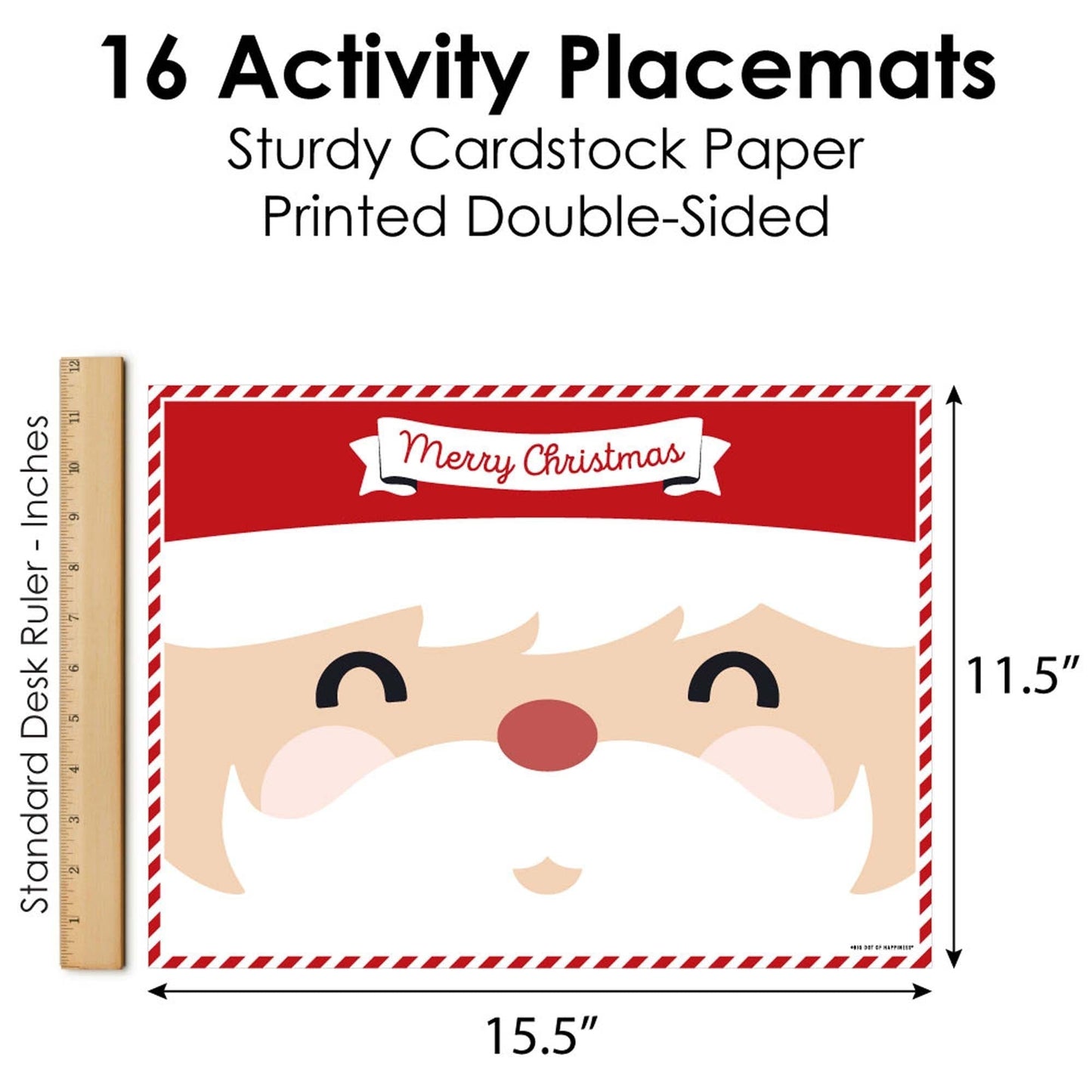 Jolly Santa Claus - Paper Christmas Party Coloring Sheets - Activity Placemats - Set of 16