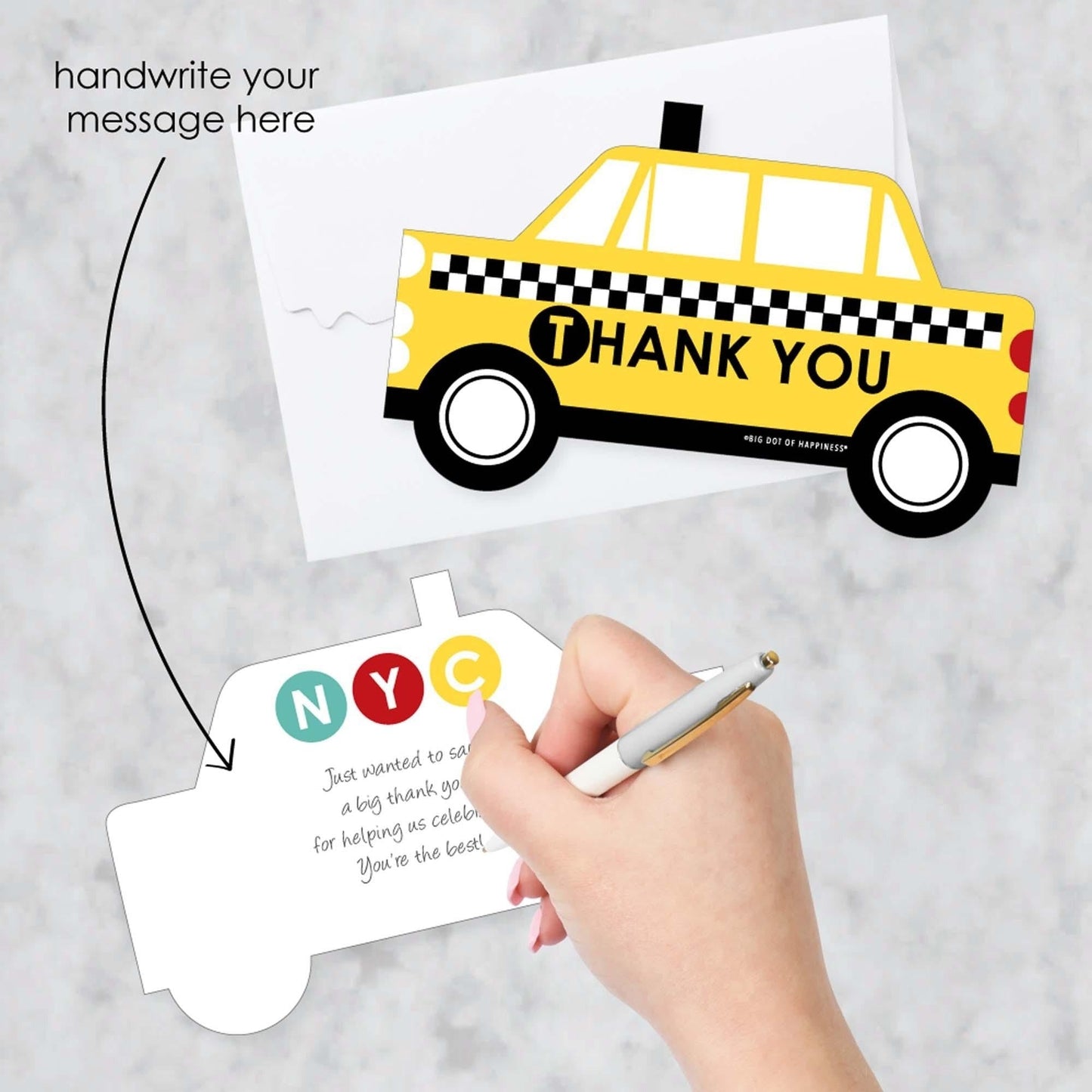 NYC Cityscape - Shaped Thank You Cards - New York City Party Thank You Note Cards with Envelopes - Set of 12