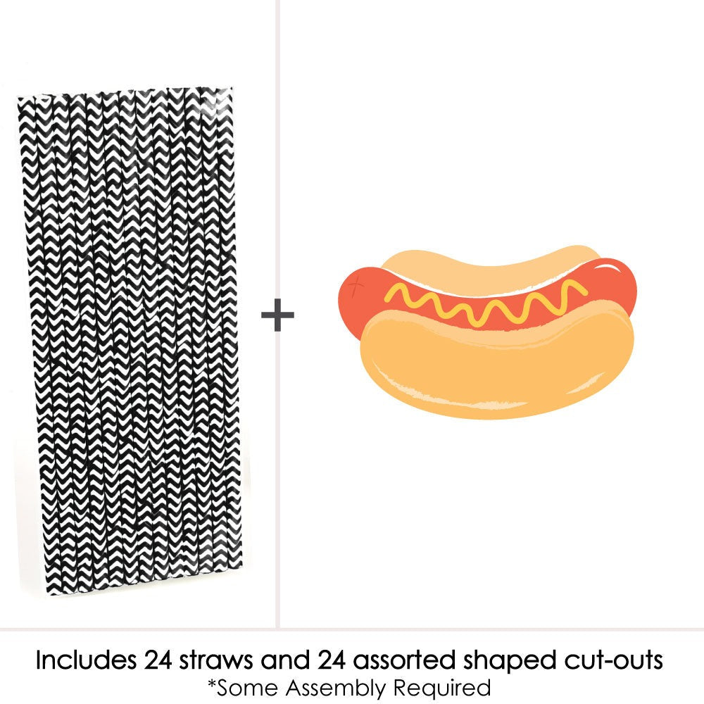 Hot Dog Straw Decor - 24 Ct