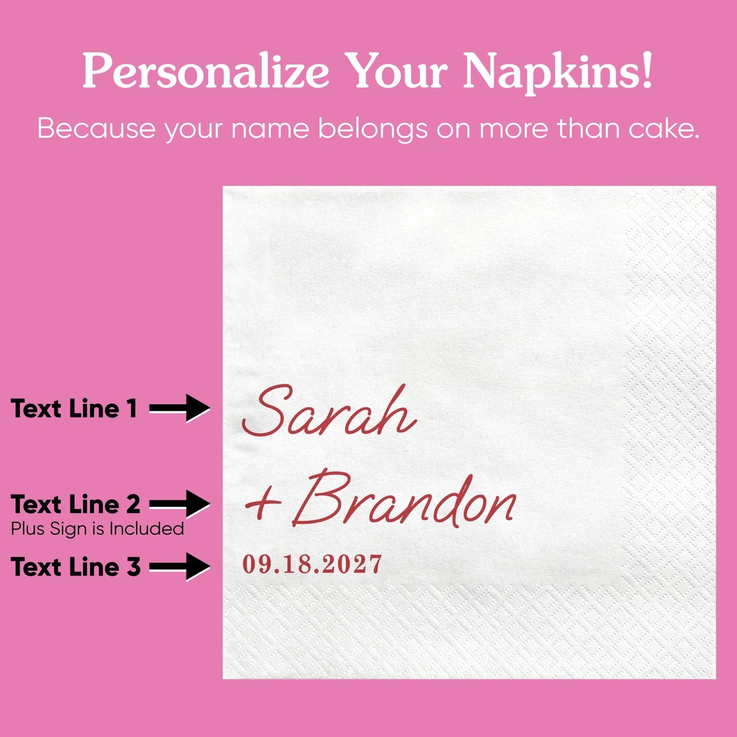 Custom Text - Cherry Red Simple Wedding Script Napkins