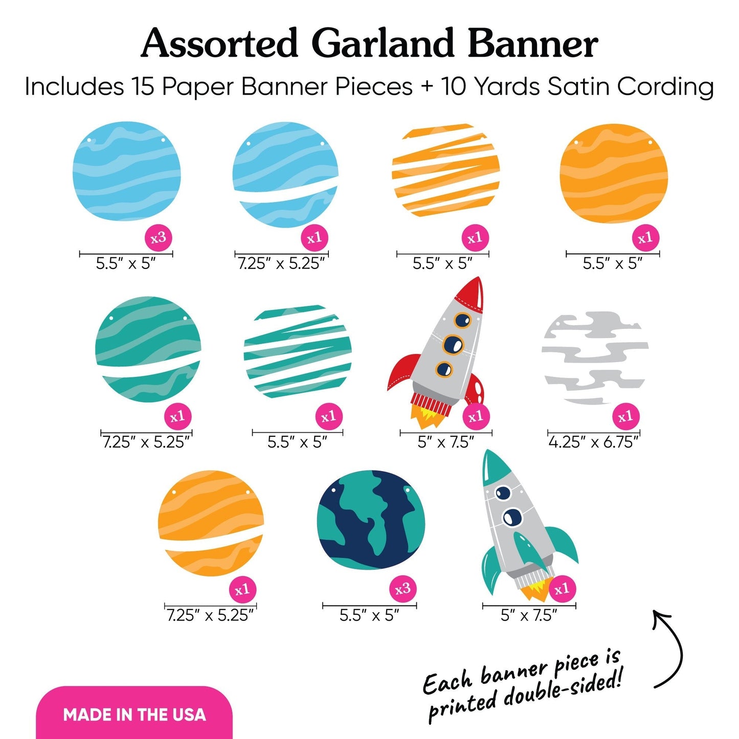 Outer Space Garland Banner - 15 Pc