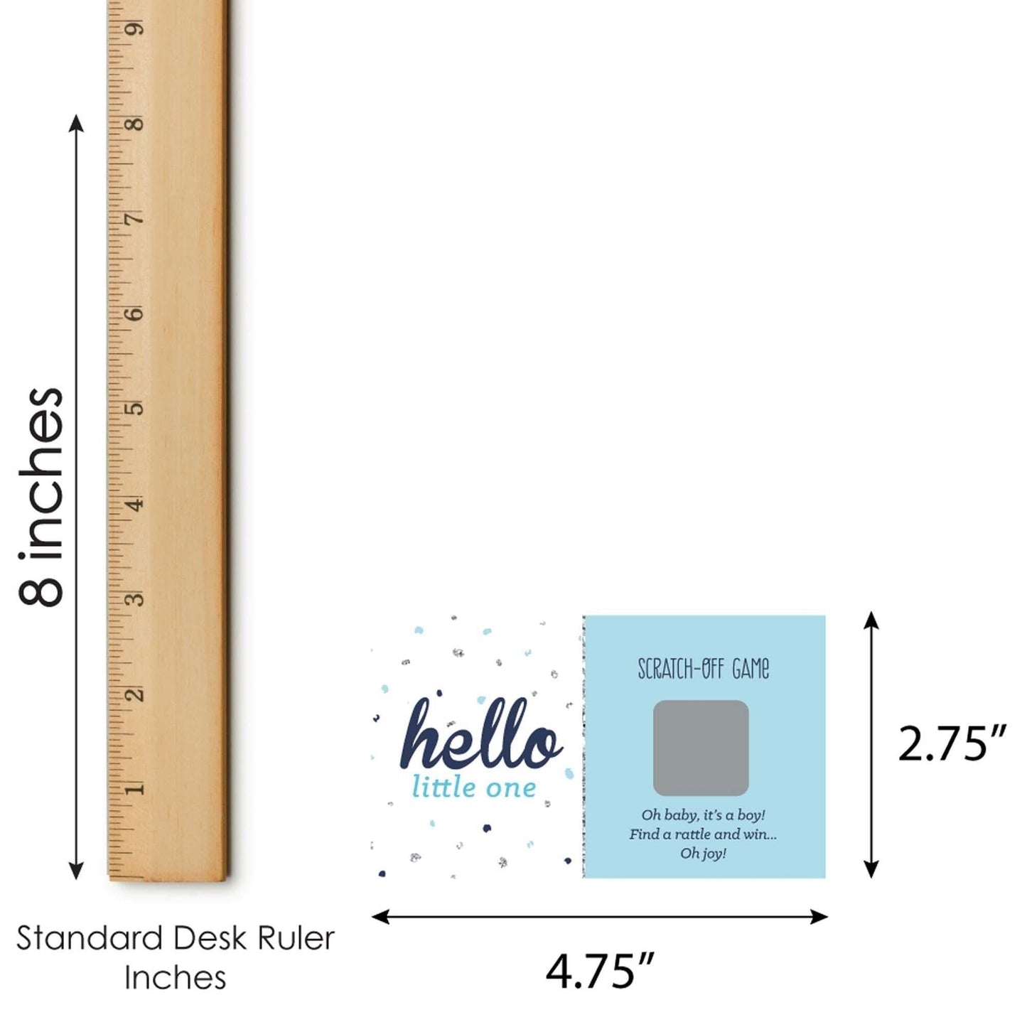 Hello Little One - Blue and Silver - Boy Baby Shower Game Scratch Off Cards - 22 ct