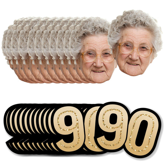 Custom Photo 90th Birthday Cut-Outs - 24 Ct