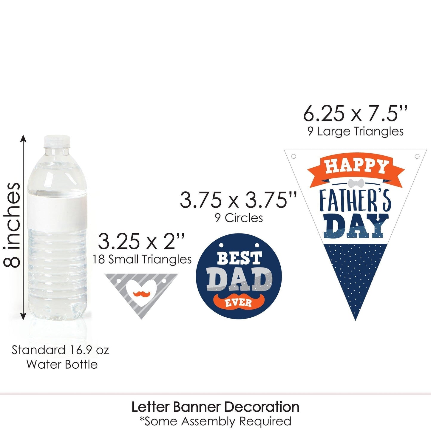 Happy Father's Day - We Love Dad Party Letter Banner Decoration - 36 Banner Cutouts and Happy Father's Day Banner Letters