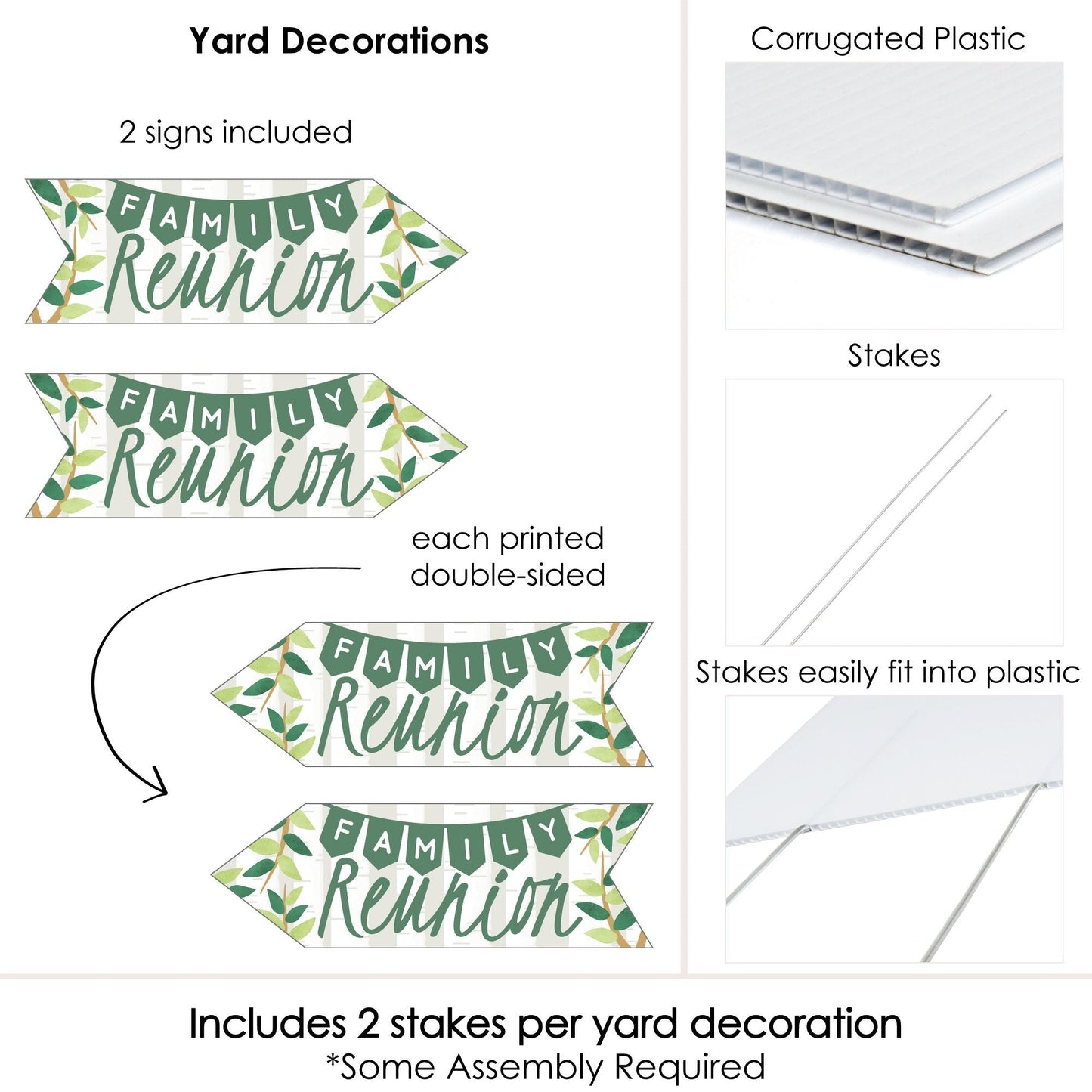 Family Tree Reunion - Family Gathering Party Sign Arrow - Double Sided Directional Yard Signs - Set of 2