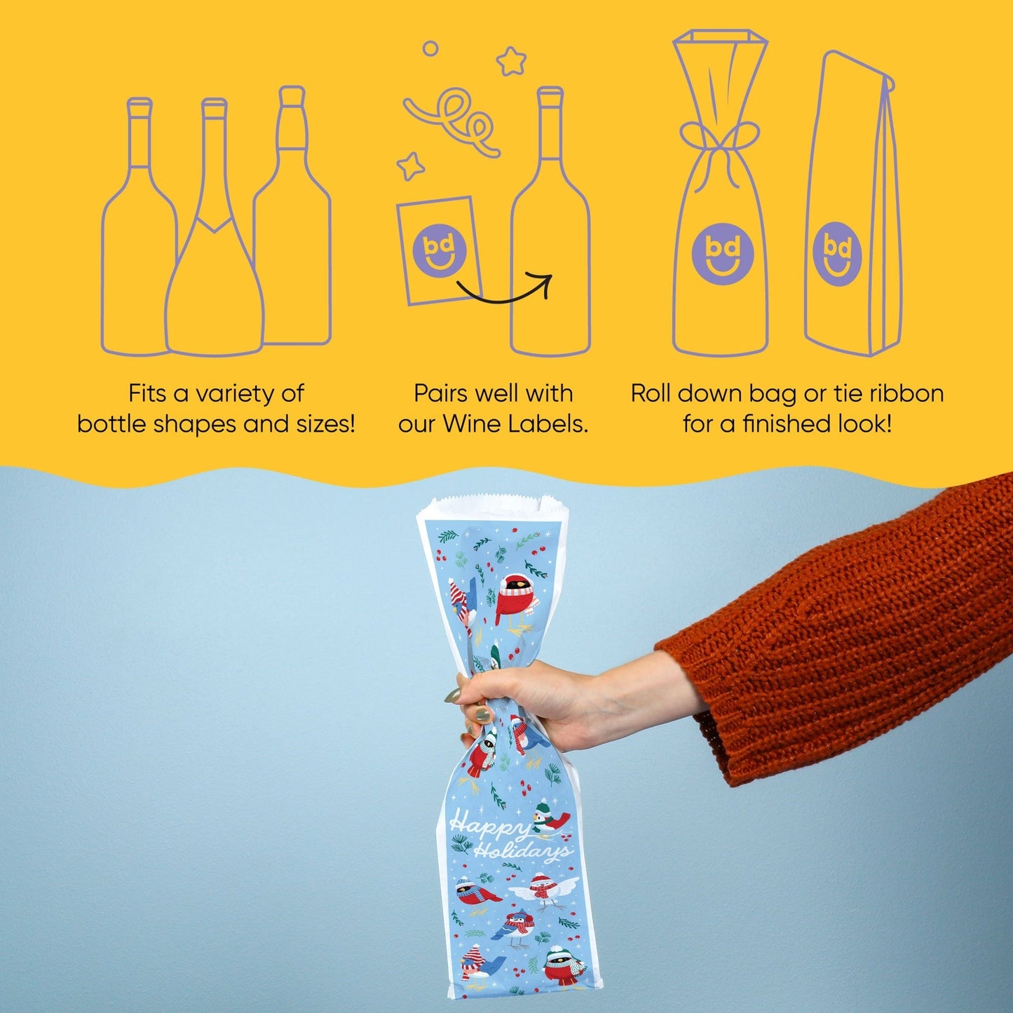 Wine Bags - Winter Birds