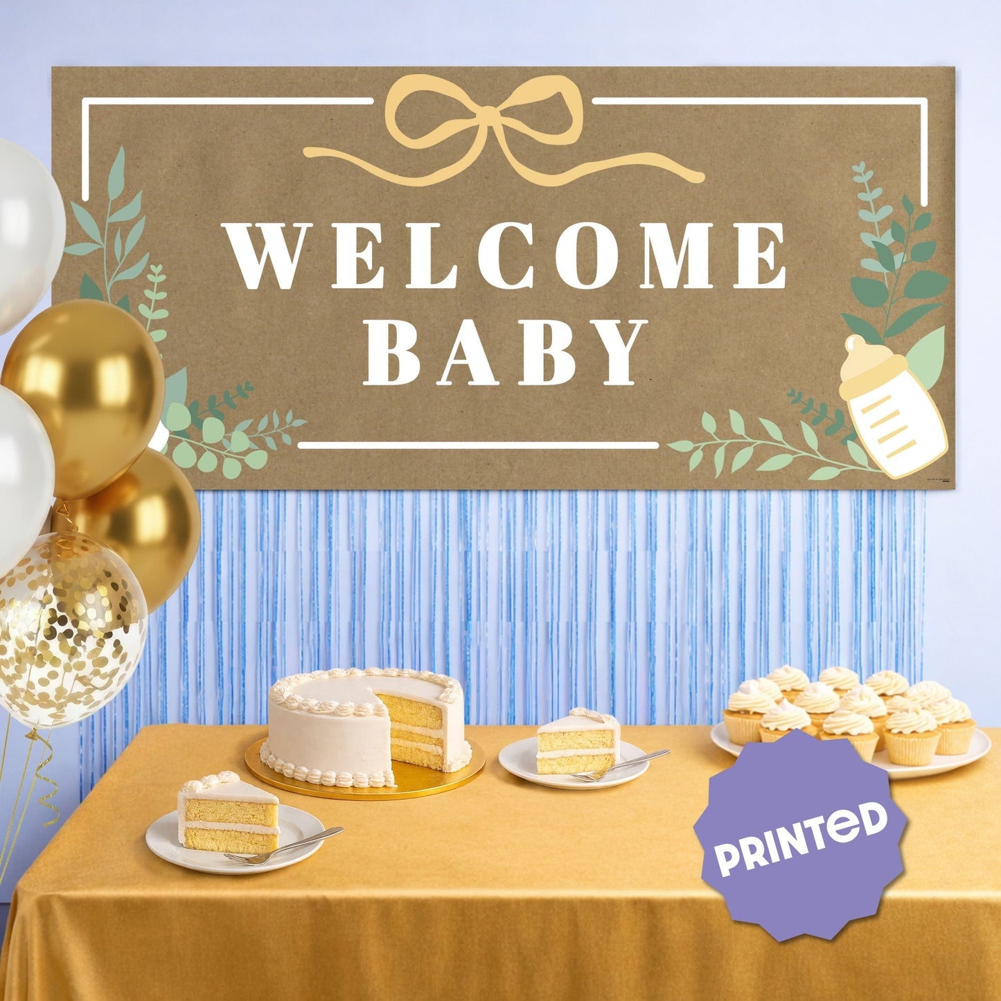 Boho Botanical Baby Shower Kraft Banner