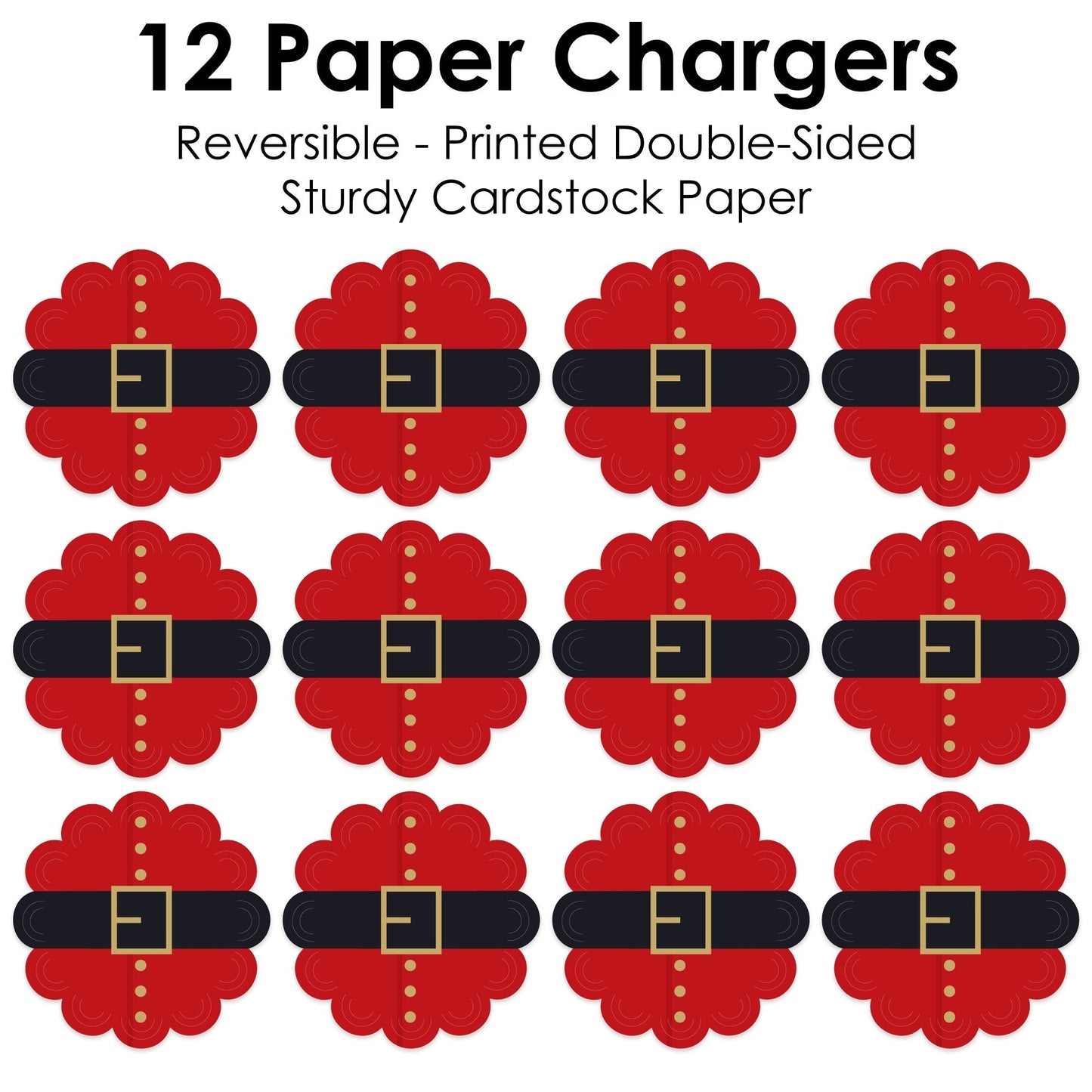 Jolly Santa Claus - Christmas Party Round Table Decorations - Paper Chargers - Place Setting For 12